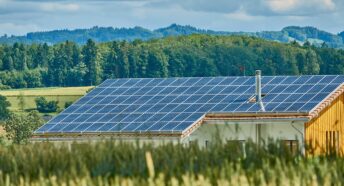 Solar panels on a factory roof